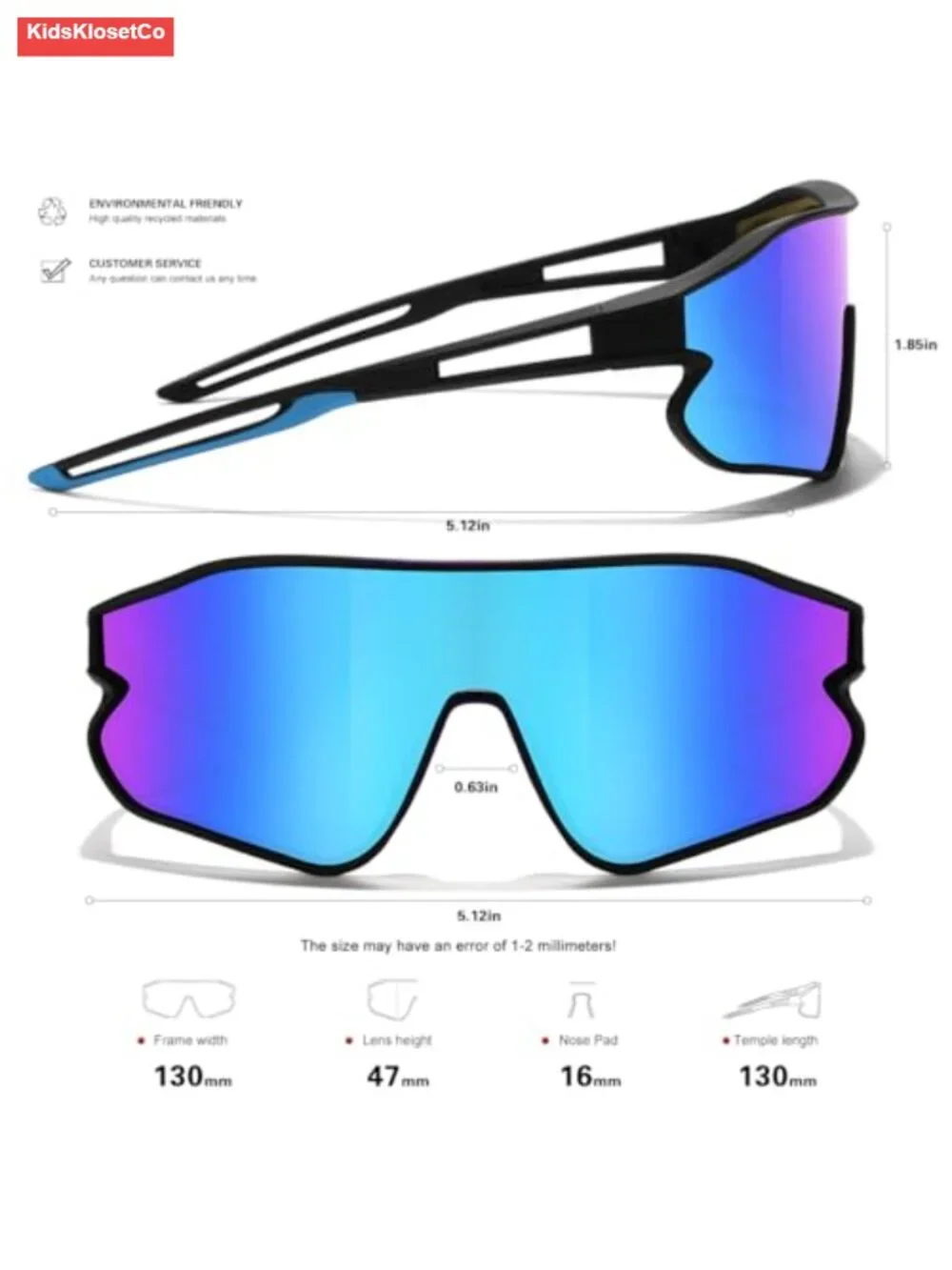 Youth Polarized Sports Sunglasses Wrap Around Cycling Shades Baseball